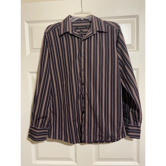 Men BCBG MAXAZARIA Striped Button Down Neck Size 15.5 - Picture 1 of 4